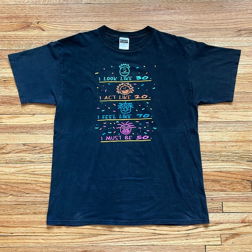 Vintage Birthday T-Shirt / 50 Years / Look 30 / Act 20 / Feel 70 / XL / 90s